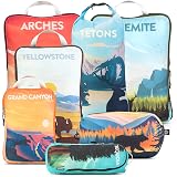 Large Compression Packing Cubes for Travel-Packing Cube Luggage Organizers 7 Piece Set for Checked Luggage-Ultralight, Expandable/Compression Bags by TRIPPED Travel Gear (National Parks)