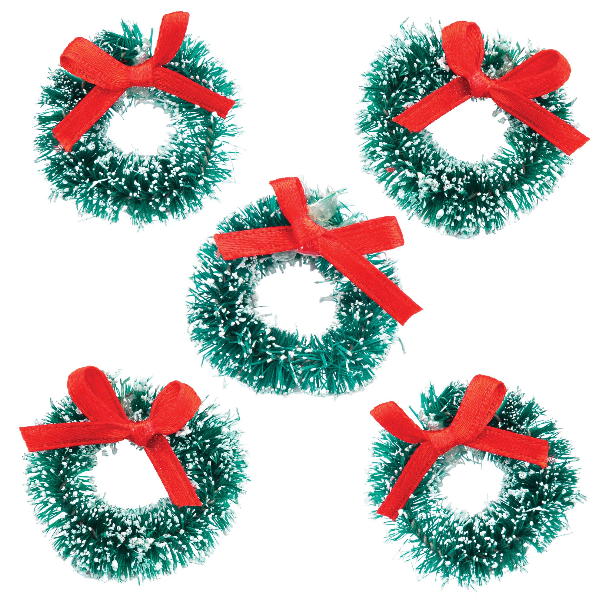 Baker Ross AV880 Mini Christmas Wreaths - Pack of 6, Holiday Embellishments for Kids Card Making, Decorating, Model Making and Arts and Crafts Activities