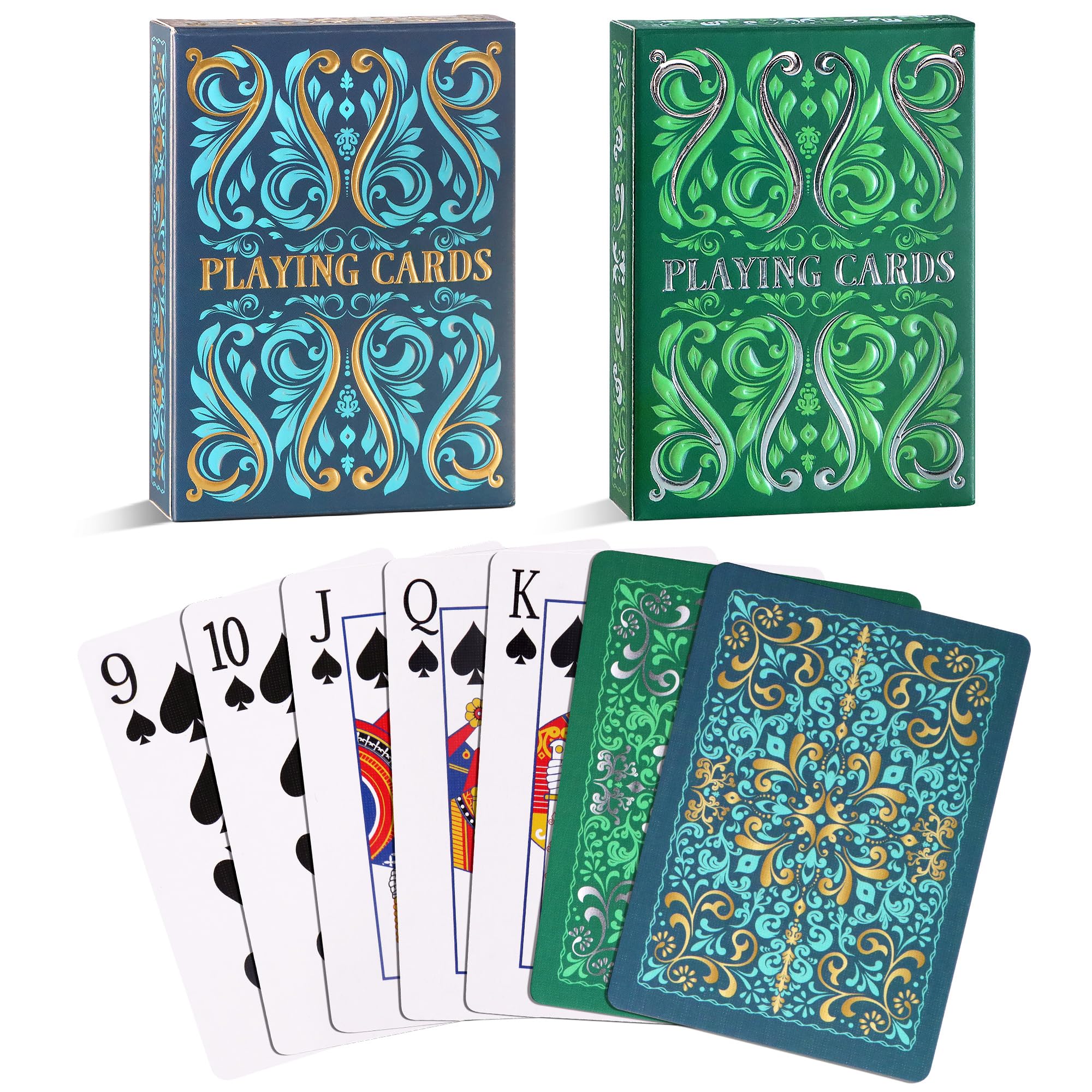 Aomaic Playing Cards 2 Pack Standard Index Playing Card Premium Poker Set Card Games for Adults Deck of Playing Cards for Travel Camping Family Games Night Party Games