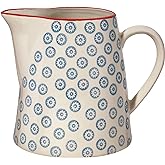 Bloomingville Ceramic Pitcher Emma - Jug for Water, Juice, Milk Dia 4.5'' H 5'', blue, Stoneware, content 24.5 fl oz