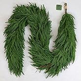 Christmas Garlands Norfolk Pine – 6FT Real Touch Mantle Garland, Artificial Greenery for Staircase, Front Door, Fireplace, and Holiday Indoor & Outdoor Decoration(1, 6FT)