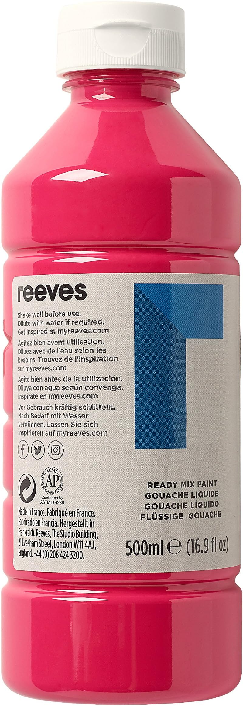 Reeves Ready Mix Paint-500 ml, Cerise, 500 ml