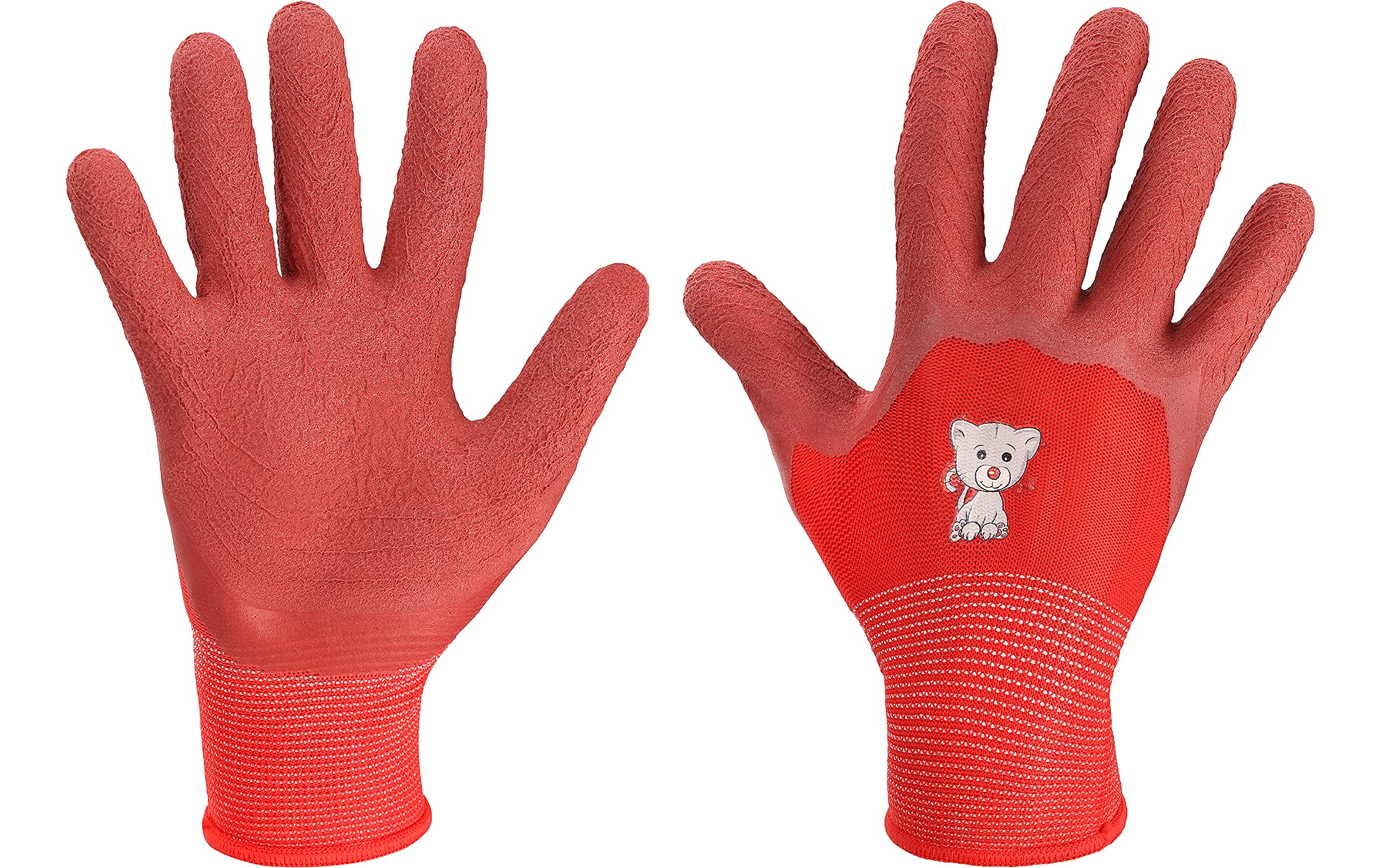 Ladeheid Children's Girl's Boy's Safety Working Gardening Gloves BD002 (Red, 6-8 y)