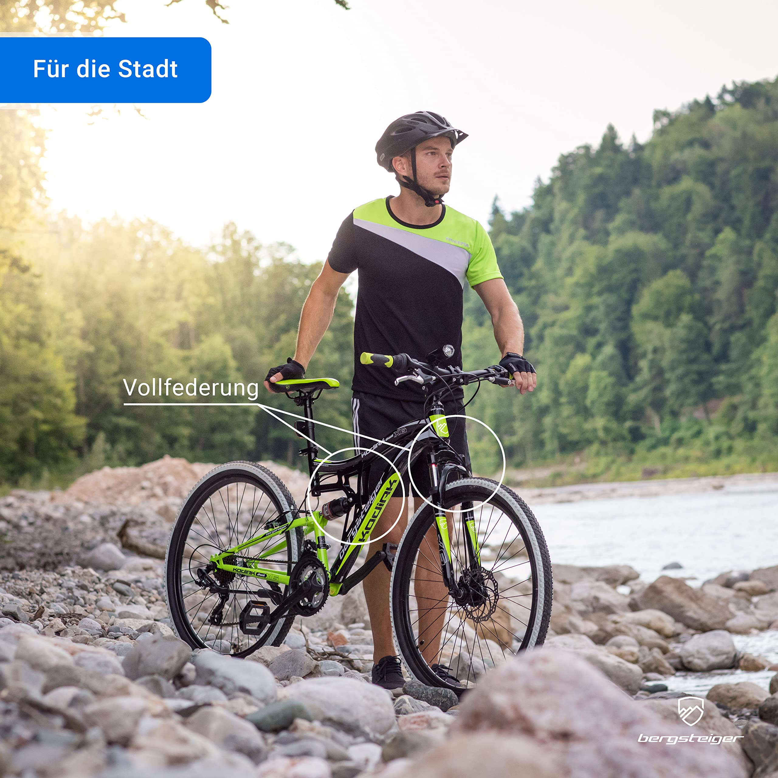 Bergsteiger Kodiak 26 Zoll, 29 Zoll Mountainbike, Scheibenbremse, 21 Gang-Schaltung, Vollfederung, Fully MTB für Jungen, Mädchen, Damen & Herren 2