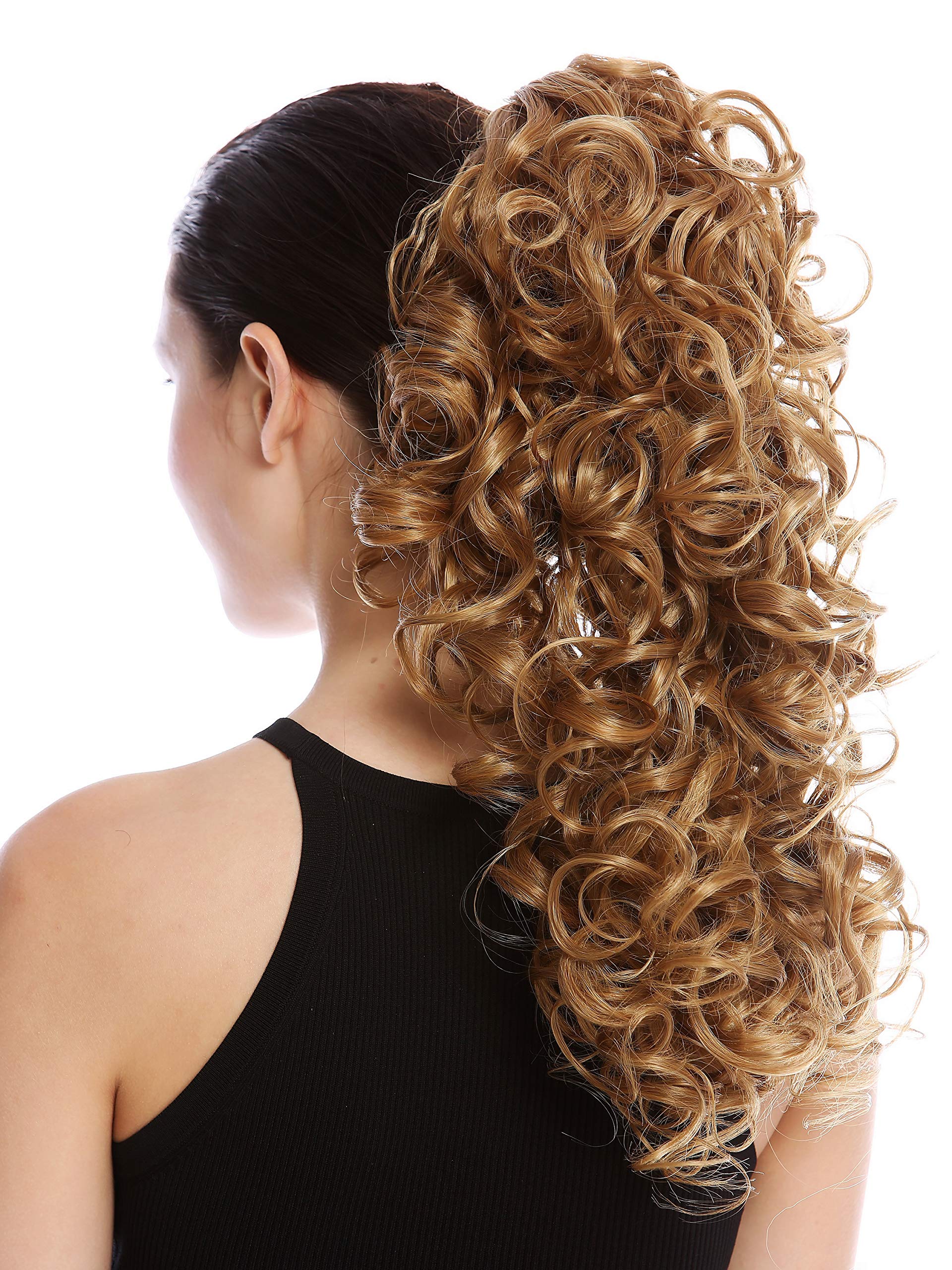 WIG ME UP - MKB-6A-V-15 Ponytail Hairpiece Extensions optional Combs & Clamp long voluminous curled curls honey blond 17inch