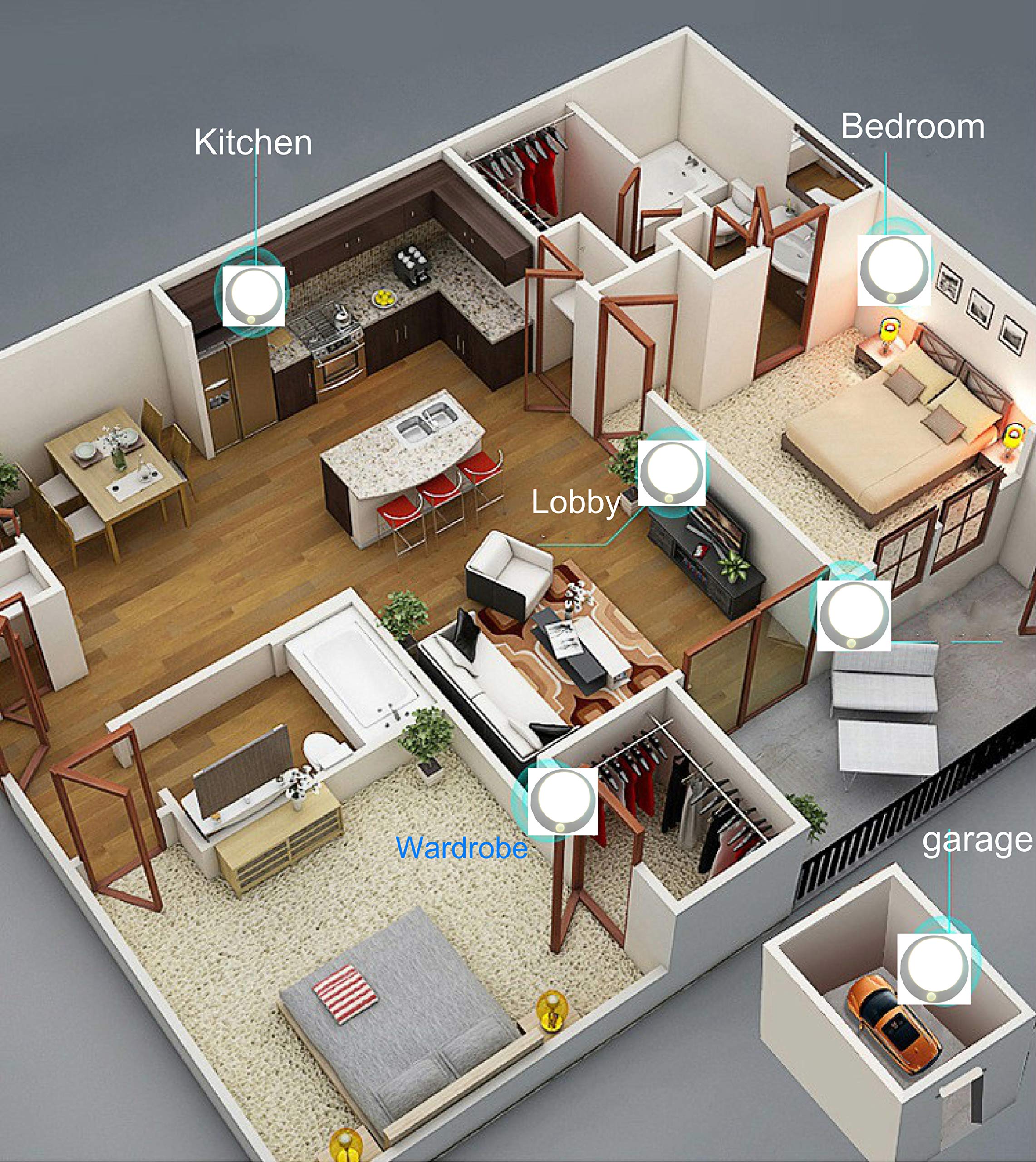 Motion Sensor Night Light Topopto Natural White Indoor Battery Operated Stick on Anywhere for Patio Lighting,Porch,Stairs