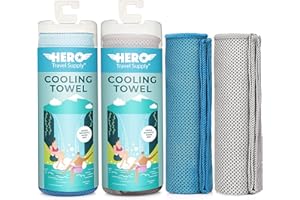 HERO TRAVEL SUPPLY Hero Cooling Towel for Travel, Hiking, Sports, Yoga (2-Pack) Ultra Soft Microfiber 40" x 12"