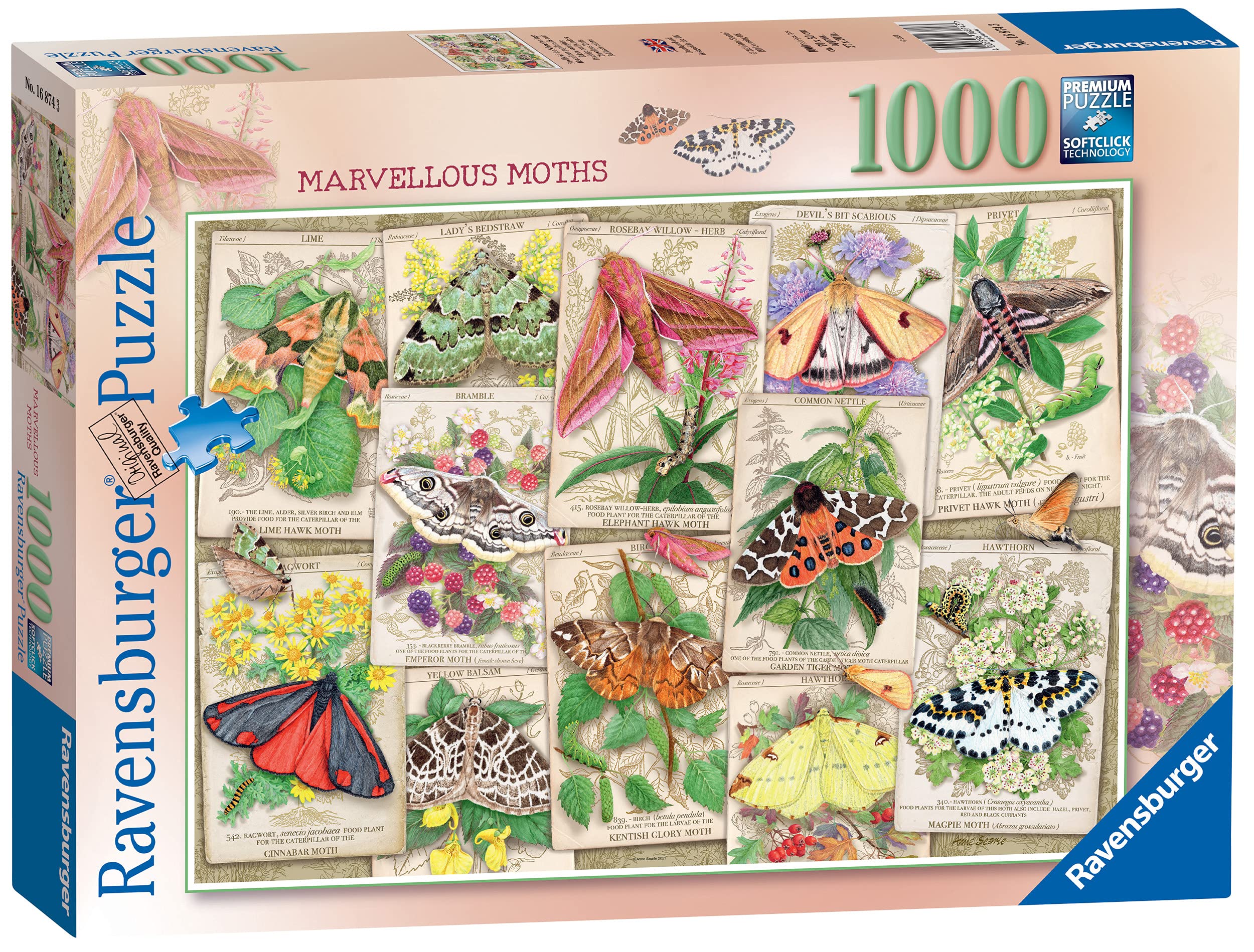 Ravensburger Marvellous Moths 1000 Piece Jigsaw Puzzles for Adults & Kids Age 12 Years Up - Animals & Insects