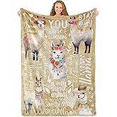 Huglanket Llama Gifts for Women, Llama AlpacaThrow Blanket for Women, Sister, Daughter, Coworkers, Friends, Light Yellow, 50 x 65 Inches