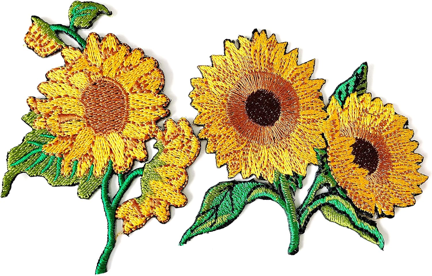 TH Set 2 pcs. Sunflower Garden Plant Sunflower Flower Granny Chic Retro Boho Embroidered Applique Sew Iron on Patch for Hat Jackets Bags Jeans T-Shirt Backpacks Costume
