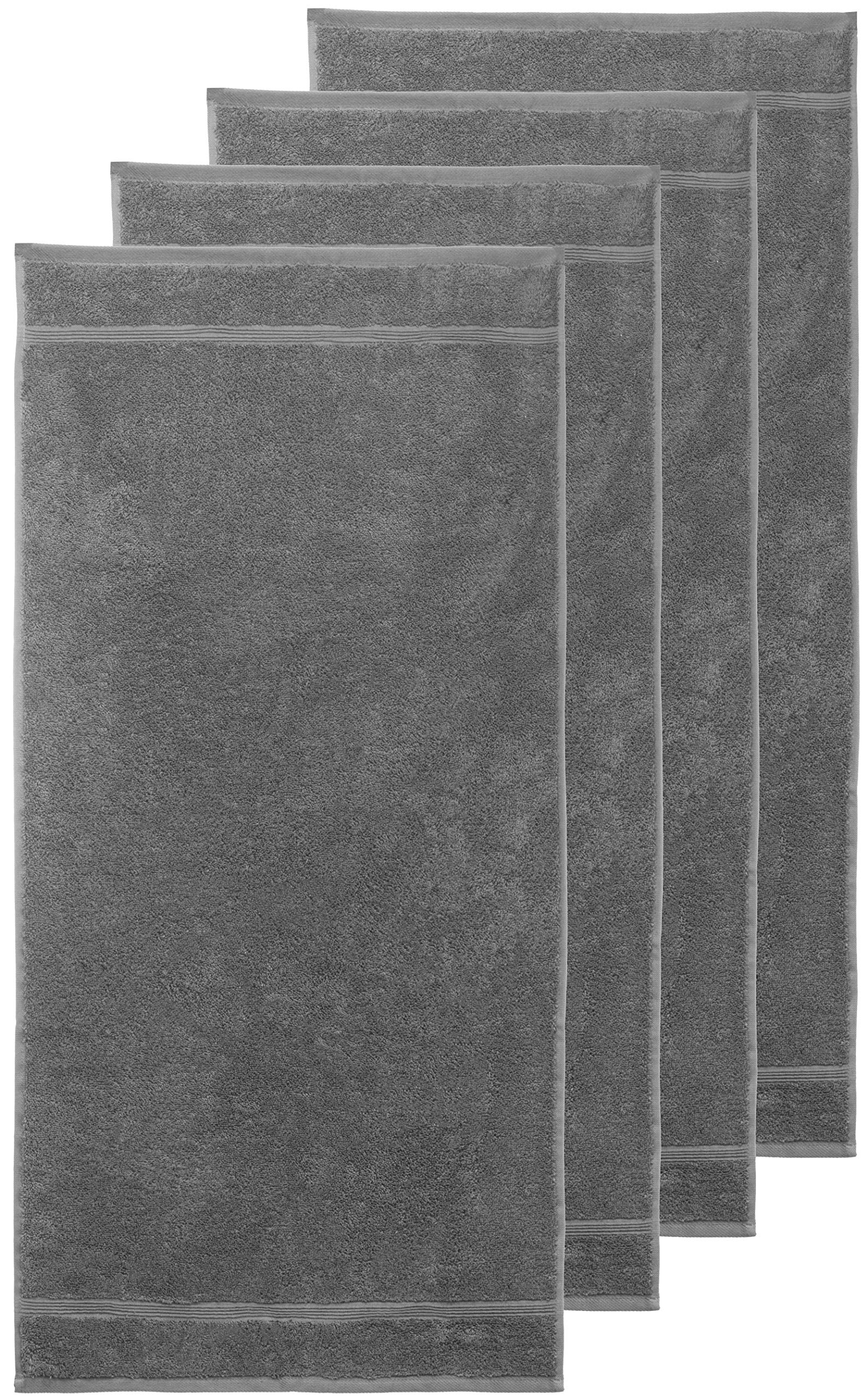 Brandsseller Hand Towel Set of 4 Approx. 50 x 100 cm Terry Cloth 100% Cotton Light Grey