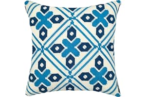 Howie's Needlepoint Needlepoint Kits for Adults, Pillow Front Cross Stitch Kit with Embroidery Pattern on Canvas, Yarn, 2 Needles and Instruction, 16 x 16inch(Ice Window)