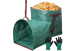 GIJHXIK 53 Gallon Garden Bags for Debris,2-Pack Yard Waste Bags,Large Dustpan-Type Lawn bags with Gardening Gloves,Leaf Bags for Yard Debris,Grass Clippings,Collapsible Trash Can for Parties,Laundry,Camping