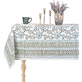 Perilla Home 100% Cotton Multicolor Tablecloth 60x60 Inches | Hand Block Print Rectangle Table Cover | Washable Dining Tablecloth for Fall, Decor, Weddings Acantha