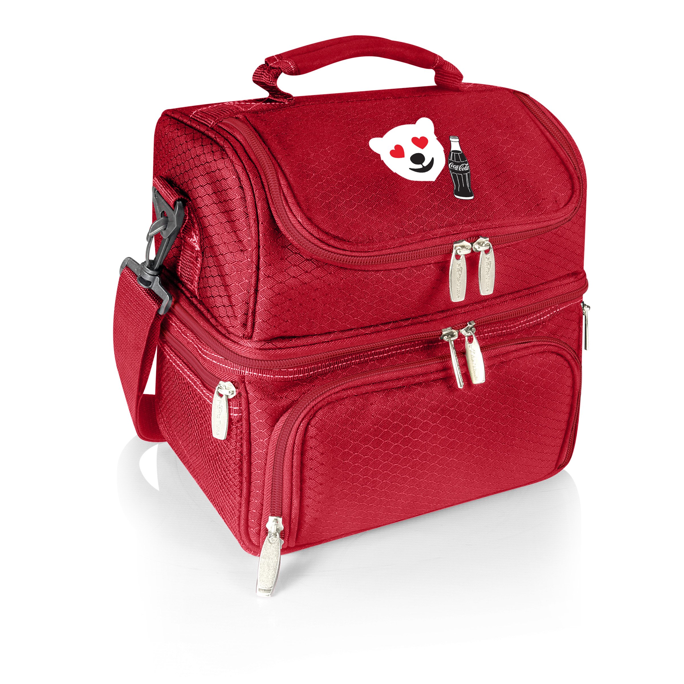 PICNIC TIME Coca-Cola Emoji Pranzo Lunch Bag, Insulated Lunch Box with Utensil Set, Lunch Cooler Bag, (Red)