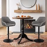 Yaheetech Bar Stools Set of 2 Adjustable Swivel PU Leather Grey view 4