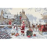 Luca-S Cross Stitch Kit Gold - Santa's Cottage, BU5011 | embroidery by Marussia