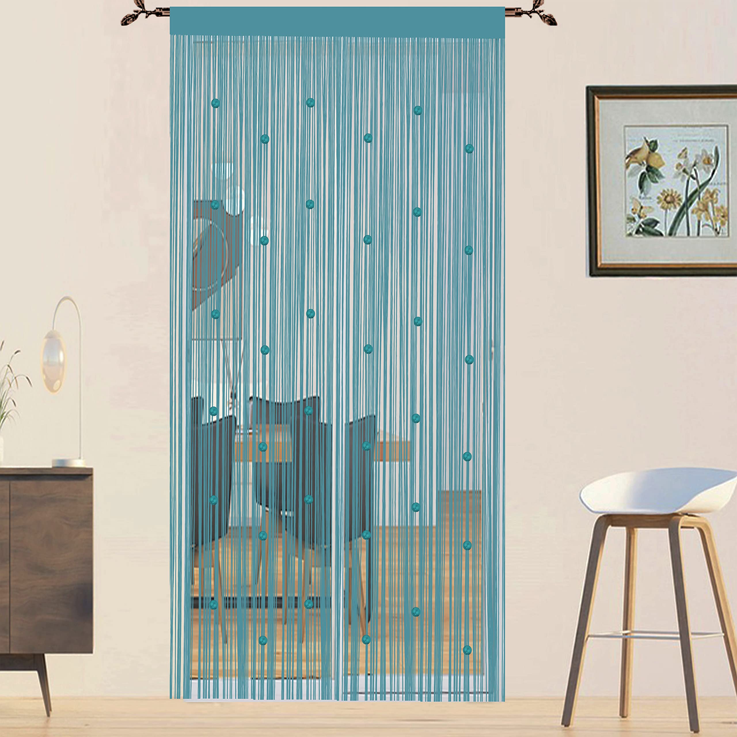 QiBoYuYe Beaded Door Curtain Fly Screen for Doors Window String Curtains Room Dividers Doorways Panel Living Bedroom Closet Drapes (blue, 90x200cm)