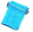 EDENKISS drawstring Organza Jewelry Pouch Bags (Blue, 4X6'')