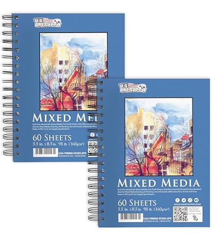 COLOUR BLOCK Drawing Pad Spiral Notebook/Sketch Book, 9x12 In, 50 Sheets 80 Pound Pressed-Acid Free Art Supplies, Sketch Pad Ideal For Beginners And Drawing While On The Go