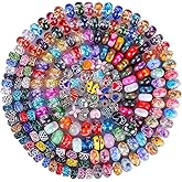 Victlov European Large Hole Beads Spacer Beads Charm Fairy Wands Beads Rhinestone Craft Beads for DIY Bracelet Jewelry Making (7 Style 150 Pieces)