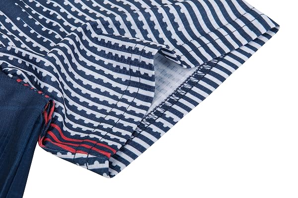 DERMINPRO MEN’S LIGHTWEIGHT DRY FIT GOLF SHIRTS SHORT SLEEVE BREATHABLE GEOMETRIC TENNIS SHIRTS NAVY & RED XX-LARGE