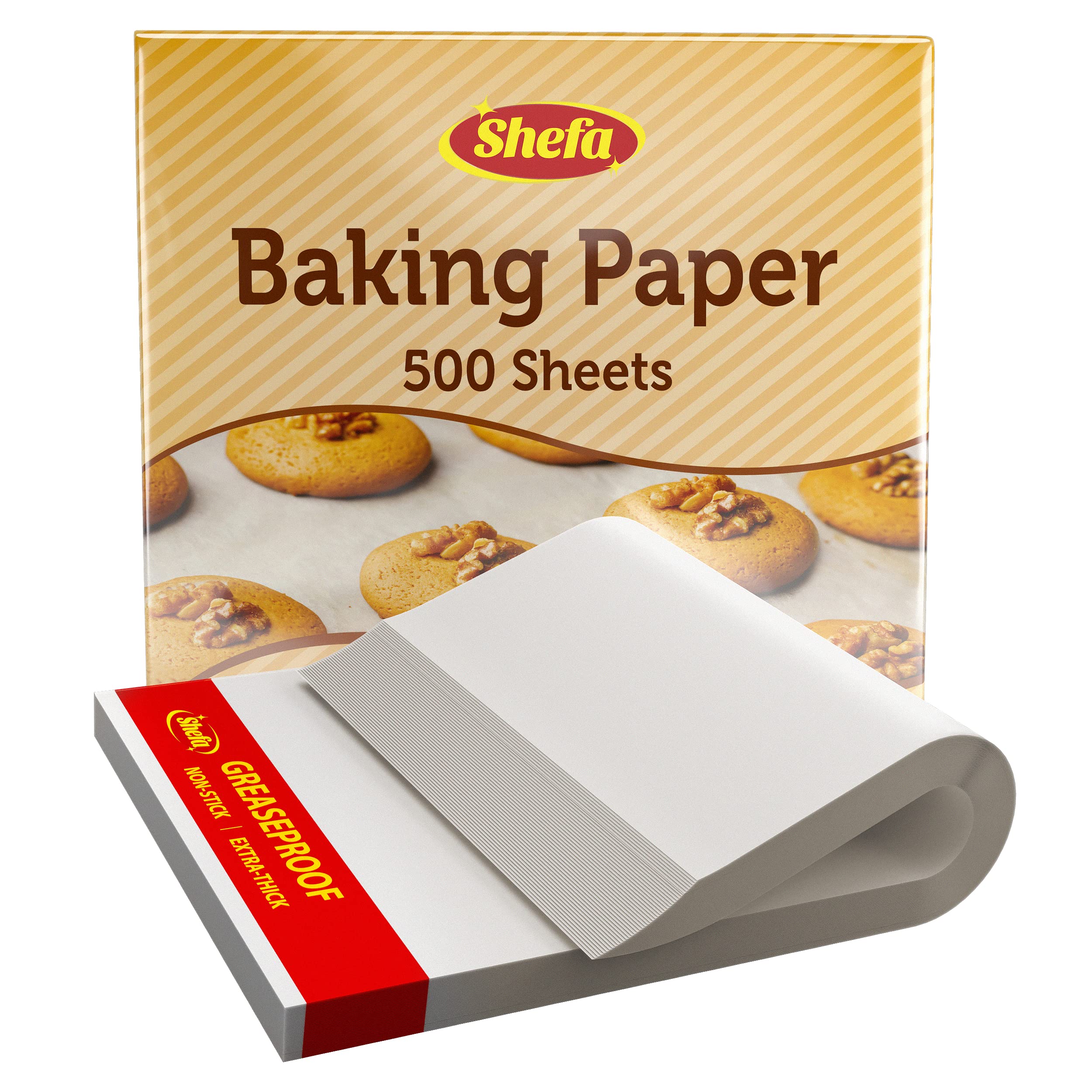 SHEFA 500 Pcs Premium Quality Square Baking Paper Sheets Grease Proof Parchment Paper Bake Cake precut Ready Cut for Oven Tray Value Pack