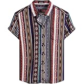 MCEDAR Mens Casual Short Sleeve Button Up Vintage Summer Hawaiian Beach Vacation Shirts (Size S-5XL Big and Tall)