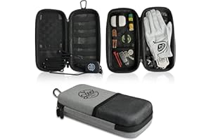 Steez Golf Accessory Case - Golf Bag Organizer. Airtight, Water-Resistant, Protective Hard Case for Phone, Tees, Ball Markers, Repair Tools, and Golf Essentials. Removable Golf Glove Hanger/Dryer