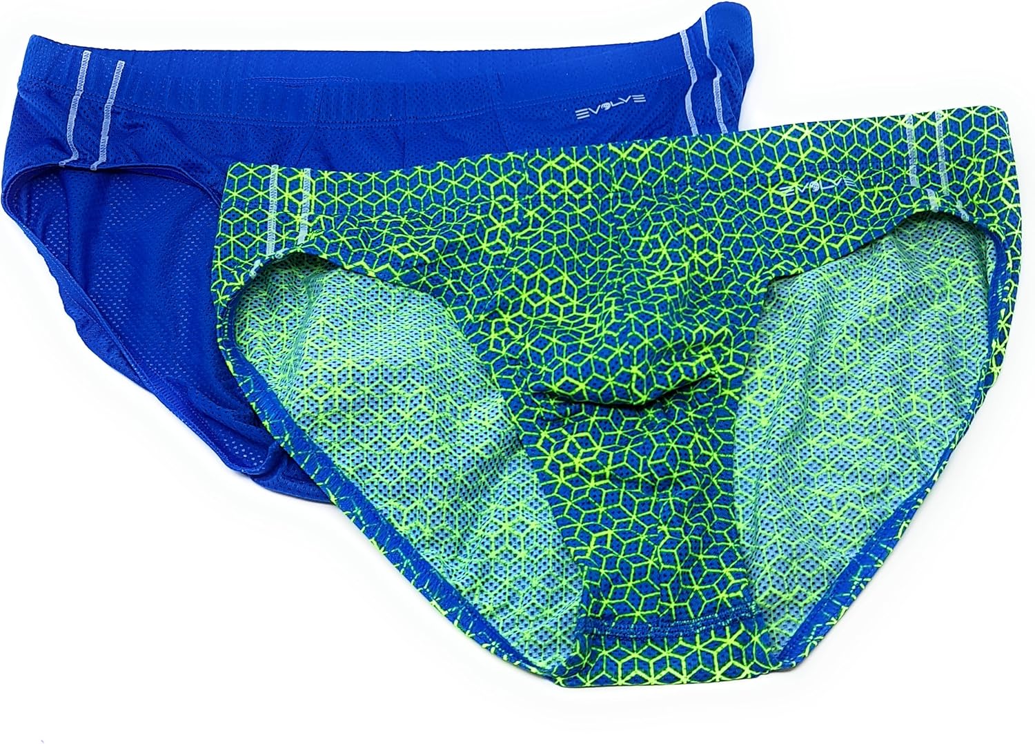 Evolve Underwear Micro Mesh Mens No Show Briefs (Neon Blue