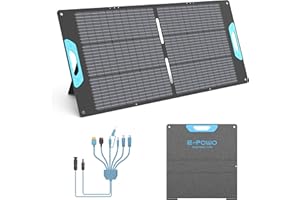 E-POWO 110W Portable Solar Panel for Power Station, 23.5% High Efficiency ETFE Foldable Solar Panels Charger, QC3.0 USB-A &Type-C Output, IP67 Waterproof for RV, Outdoor Camping, Off Grid Blackouts