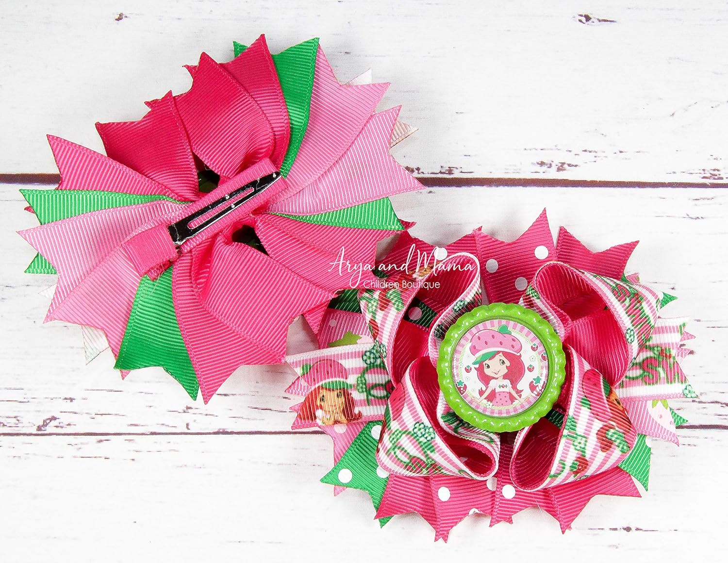 Amazon Com Strawberry Short Cake Pigtail Hair Bows Handmade