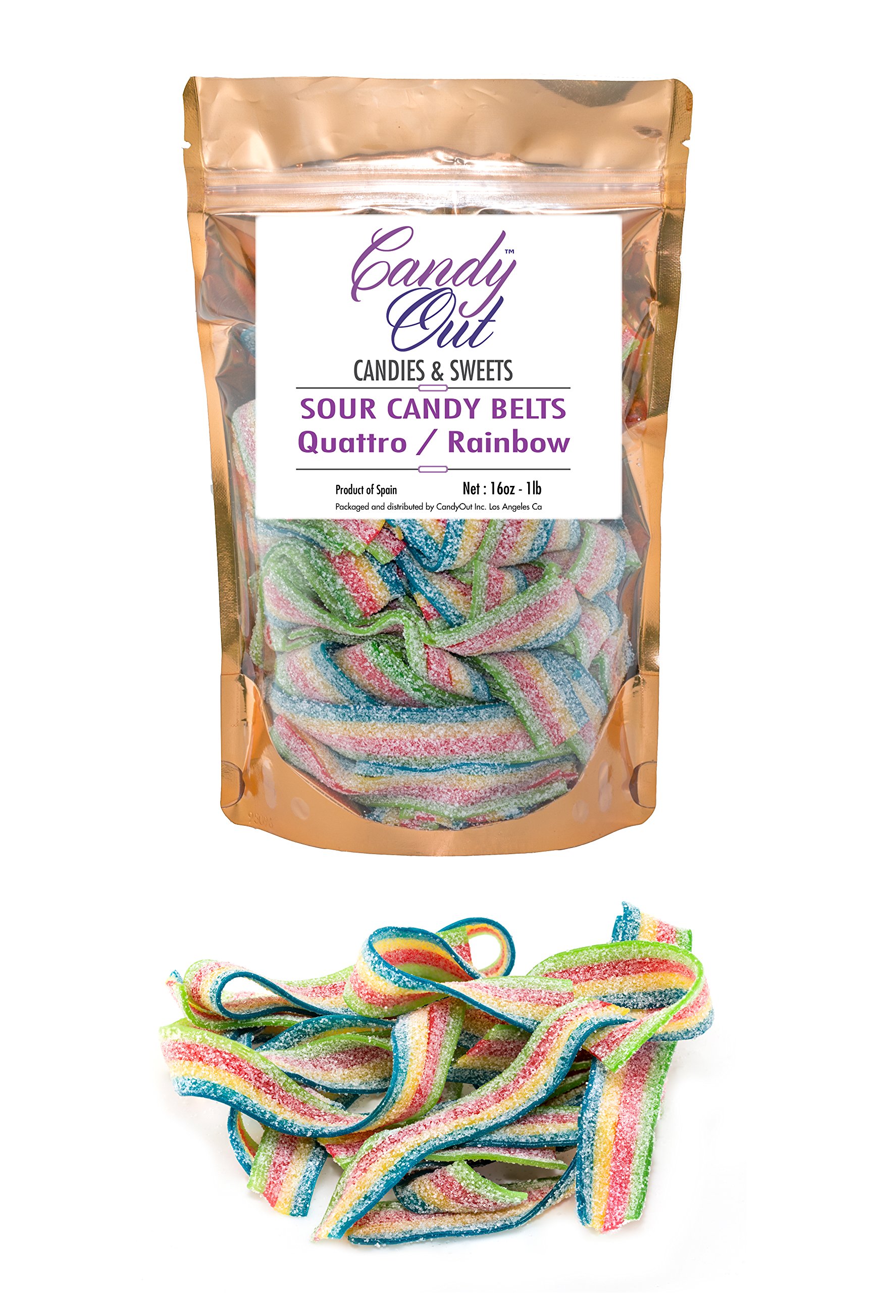 CandyOut Strawberry Apple Sour Candy Belts 1 Pound 16oz in