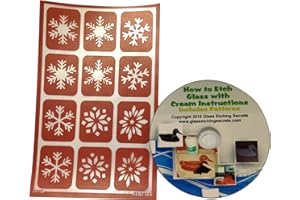 Armour Etch Over N Over Stencil, Snowflake Reusable Glass Etching Stencil with CD