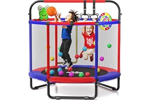 Happin® 55'' Toddler Trampoline Indoor & Outdoor, 5FT Recreational Kids Trampoline Indoor Ages 1-8, Safety Trampolines for Kids with Safety Enclosure Net, Gifts for Toddler Boys & Girls