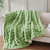 Serenhom 50x60 Inches Ultra-Soft Fuzzy Faux Fur Plush Throw Blanket - Thick, Warm Sherpa for Couch, Sofa, Bedroom, Camping - Decorative Blanket for Cozy Warmth, Bubble Light Green