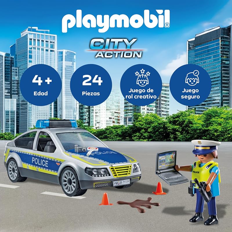 | Action Heroes | Patrulla de Policía | Coche de Policía | Coche de Juguete | Juguete para niños y niñas a Partir de 4 años | 71729