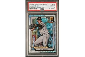 HOFSM.COM HALL OF FAME SPORTS MEMORABILIA Graded 2024 Topps Bowman Mega Box Paul Skenes #125 Chrome Prospects Rookie RC Baseball Card PSA 10 Gem Mint