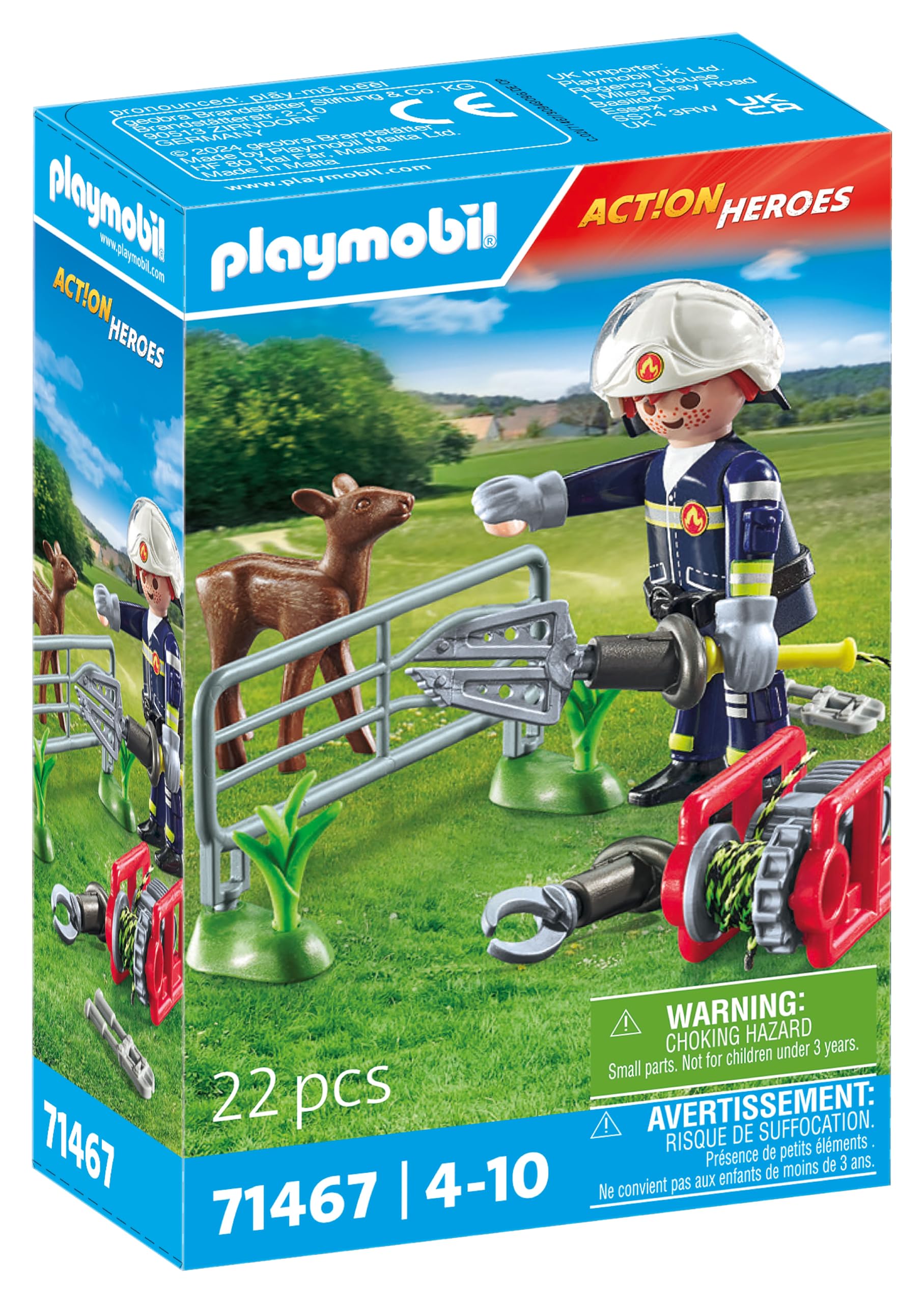 Playmobil 71467 Action Heroes: Firefighting Mission: Animal Rescue, thrilling action, rescue toy, fun imaginative role-play, playsets suitable for children ages 4+