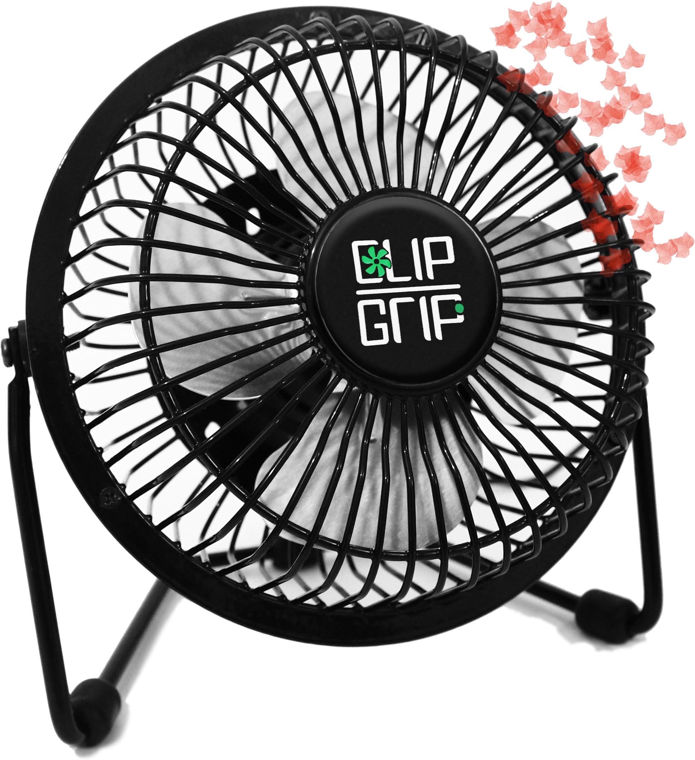 ClipGrip Powerful USB Mini Electrical Metal Desk Fan For Your Home Or Your Office, High-End Designed, Totally Portable & Light-Weight With White Noise Option, Perfect For The Summer 4", Black