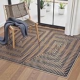 LIVEBOX Jute Look Area Rug 3x5 Indoor Front Door Mat, Washable Outdoor Porch Rugs Non Slip, Boho Geometric Striped Diamond Accent Rug for Entryway (3'x5', Dark Blue)