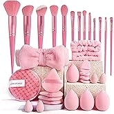Makeup Brush Set 33 Pcs Makeup Tool Set Premium Synthetic Foundation Powder Concealers Eye shadows Blush Makeup Brushes (Pink, 33 Piece Set)