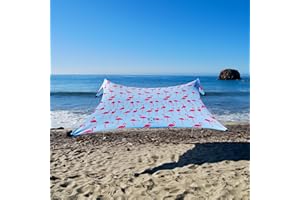 Neso Gigante - Portable Beach Tent - Ideal to Enjoy with Family and Friends - UPF 50+, Water-Resistant, and Lightweight - Flamingos, 11' x 11'