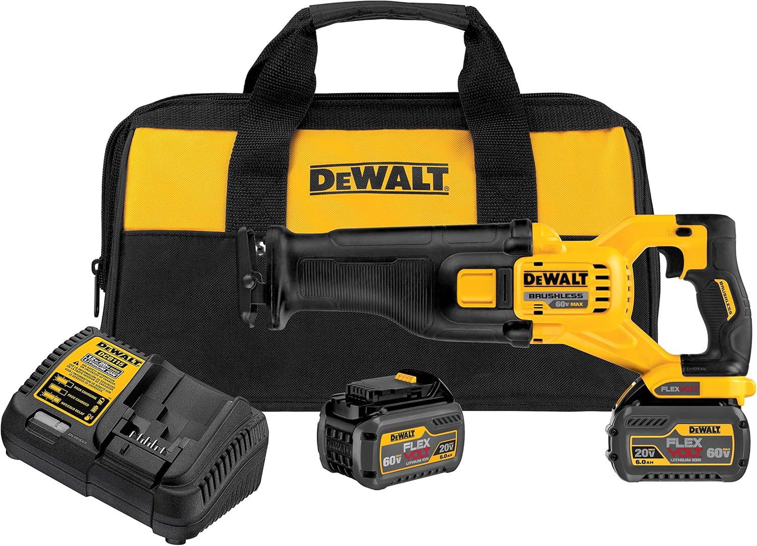 DEWALT FLEXVOLT 60V MAX Cordless Reciprocating Saw Kit, 2 Batteries (DCS388T2)