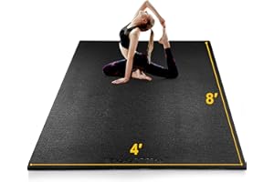 BesWin Large Exercise Mat 8'x4'x6mm/8mm, Extra Thick Workout Mats for Home Gym Flooring, High Density Non-Slip Gym Mats Fitness Mat for Cardio, Weights, Jump Rope, Fitness-Use With or Without Shoes