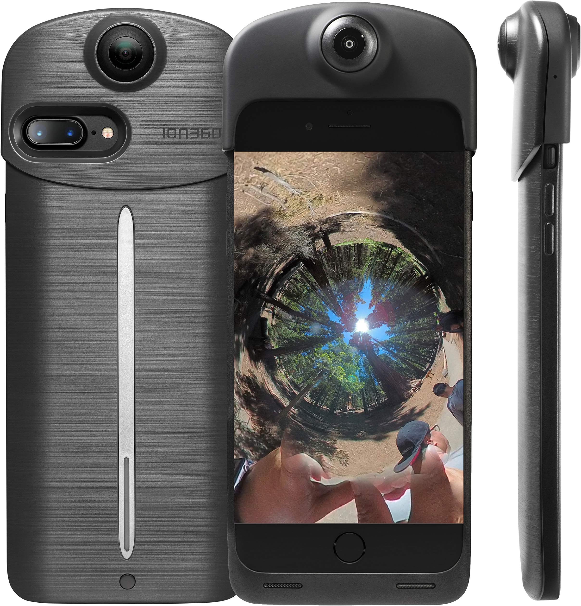 ION360 U - 4K Ultra HD 360-Degree Camera and Smartphone Charging Battery Case for Apple iPhone 7 Charcoal Grey