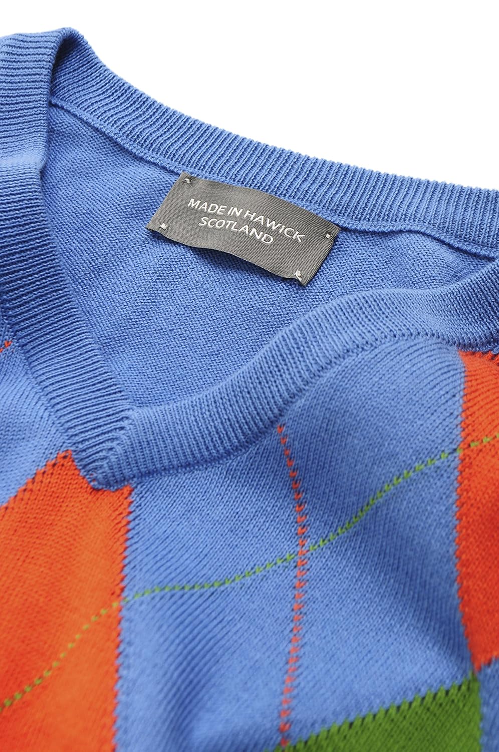 Cotton V Neck Argyle Sweater Made in 