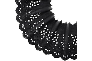 IDONGCAI Eyelet Lace Trim Floral Embroidery Cotton Lace with Eyelet 5.2Inch 3Yards (Black)