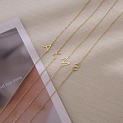 LuckFairy Cute Gold Initial Necklace for