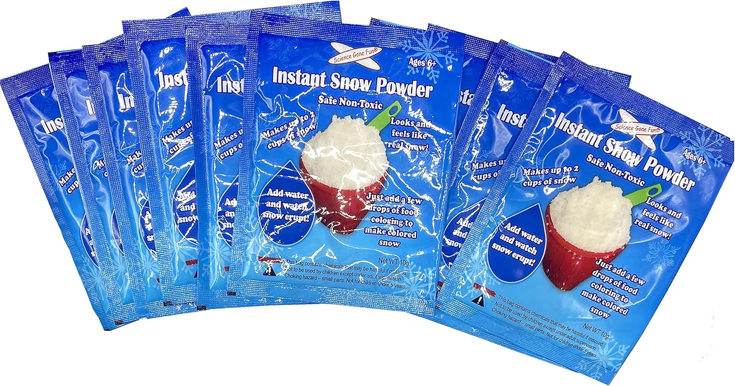 Artificial Snow - 10 Pack - Instant Snow (Tm) Powder, Will Make About 40 Cups of Fluffy Instantly Snow. Model: